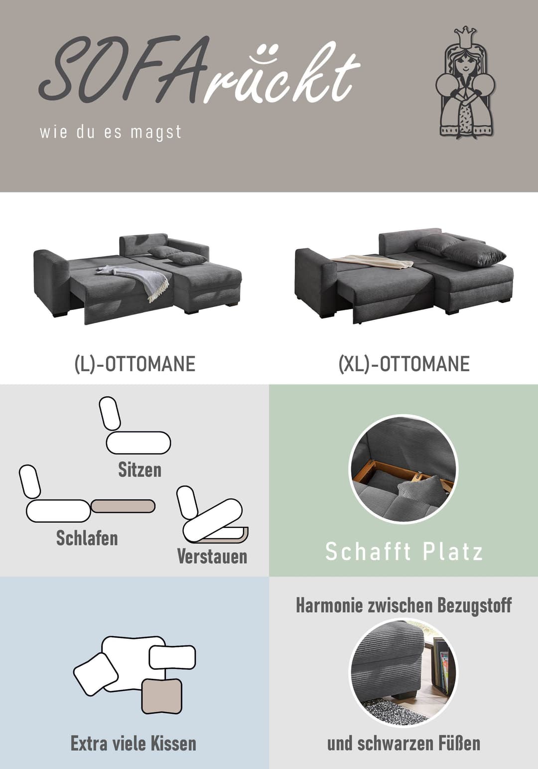 Jockenhöfer Gruppe Ecksofa Elmau L-Form | Beige