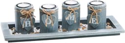 locker Dekoschale mit Kerzenhaltern | Grau