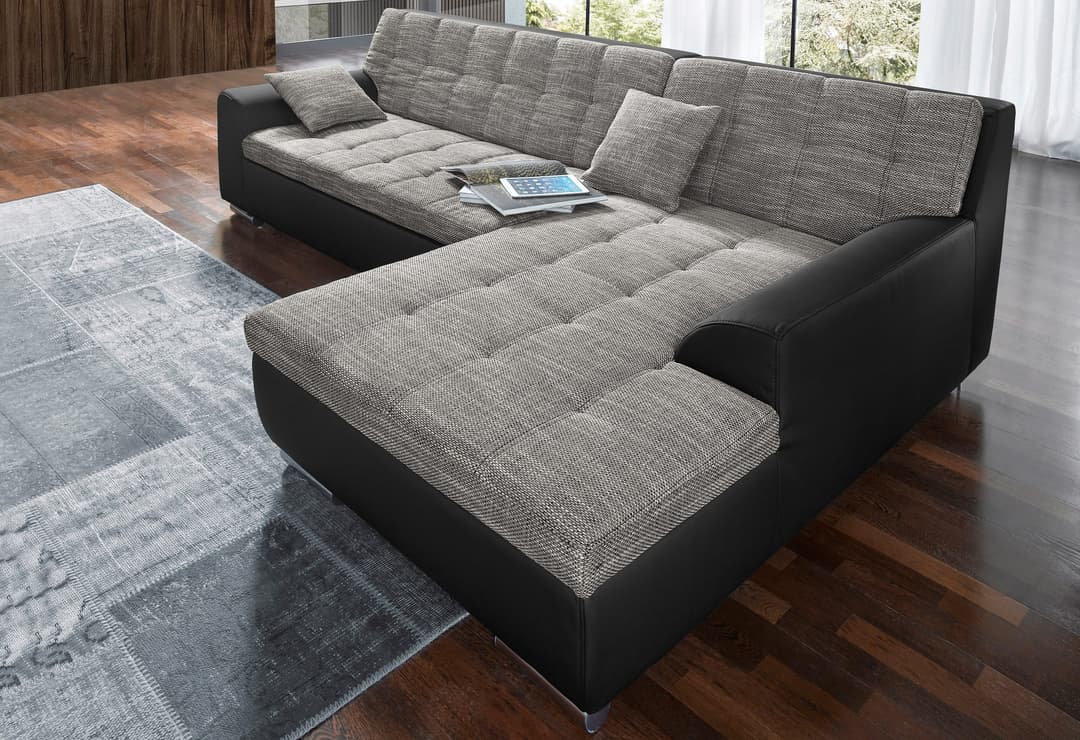DOMO collection Ecksofa Treviso | Grau