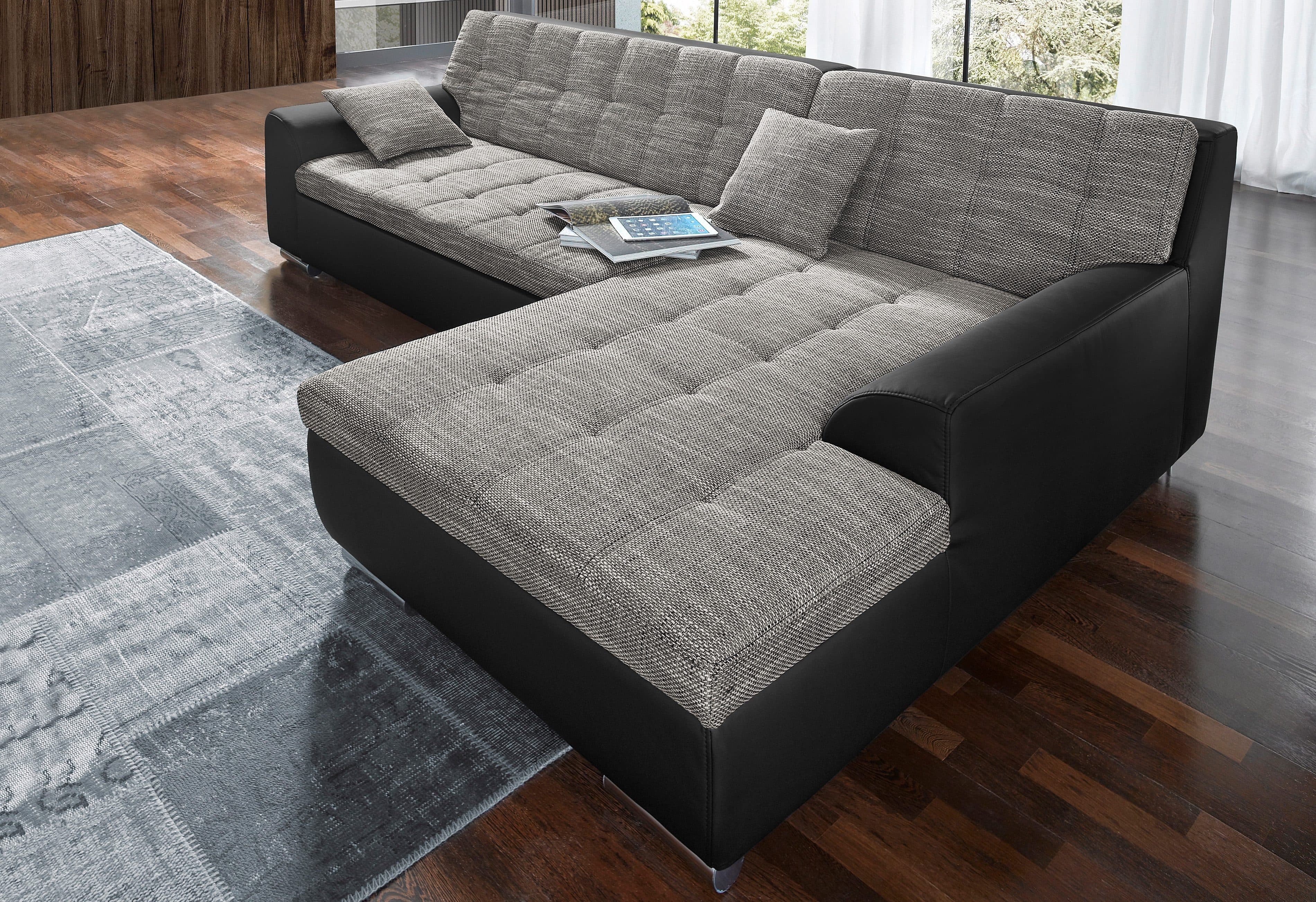 DOMO collection Ecksofa Treviso | Grau