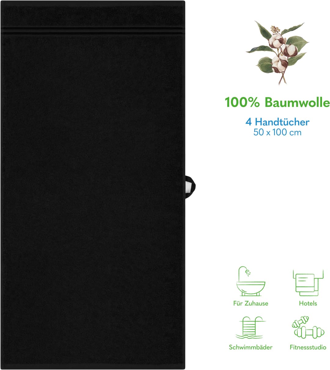 HAMMETEX Handtuch Set | Schwarz