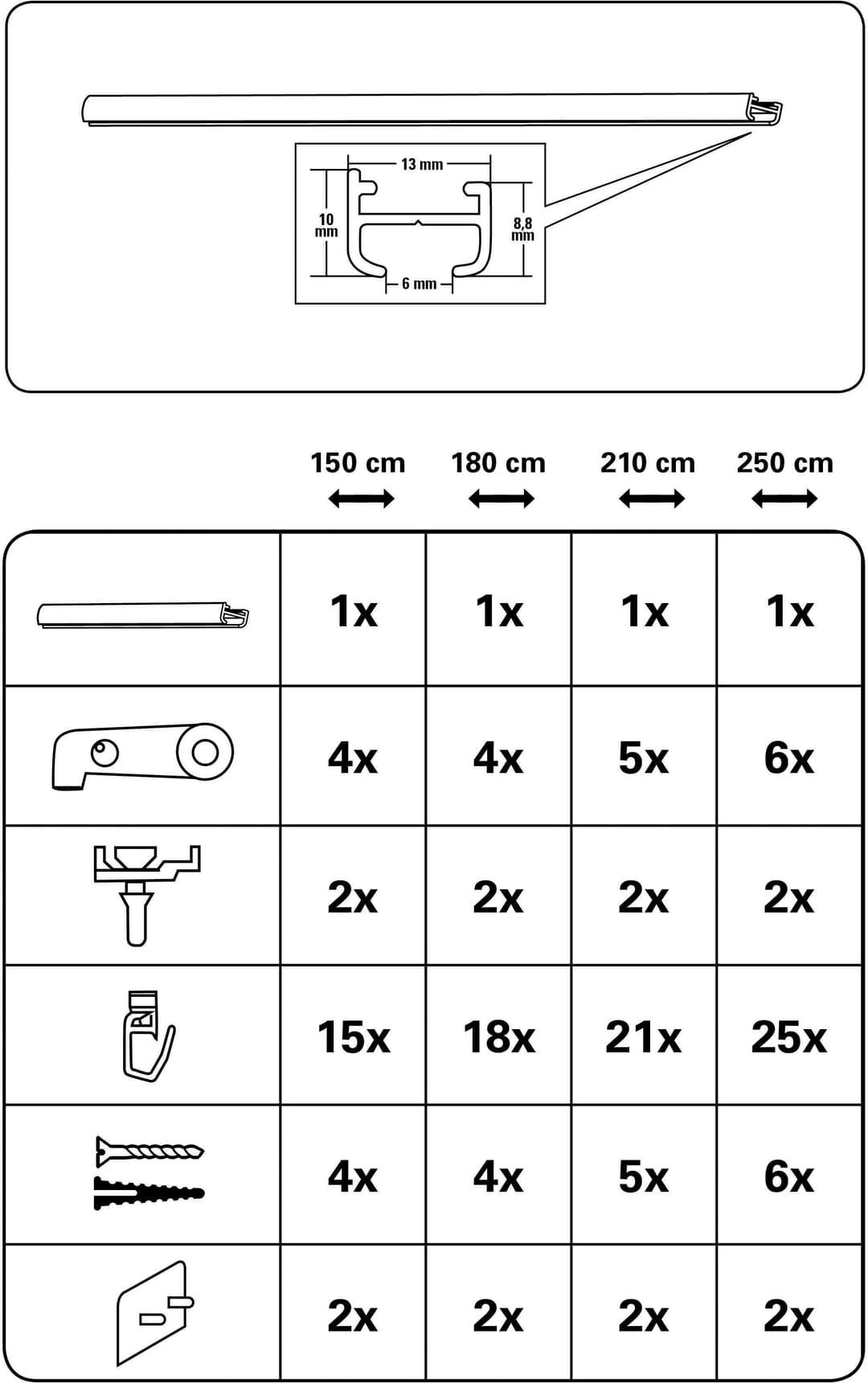 GARDINIA Gardinenschiene Aluminiumschiene | Weiß