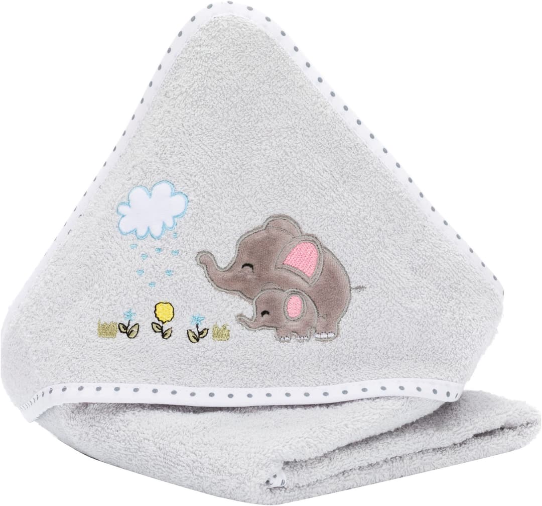 Fillikid Kapuzenhandtuch mit Tiermotiv | Grau
