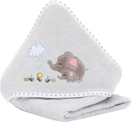 Fillikid Kapuzenhandtuch mit Tiermotiv | Grau
