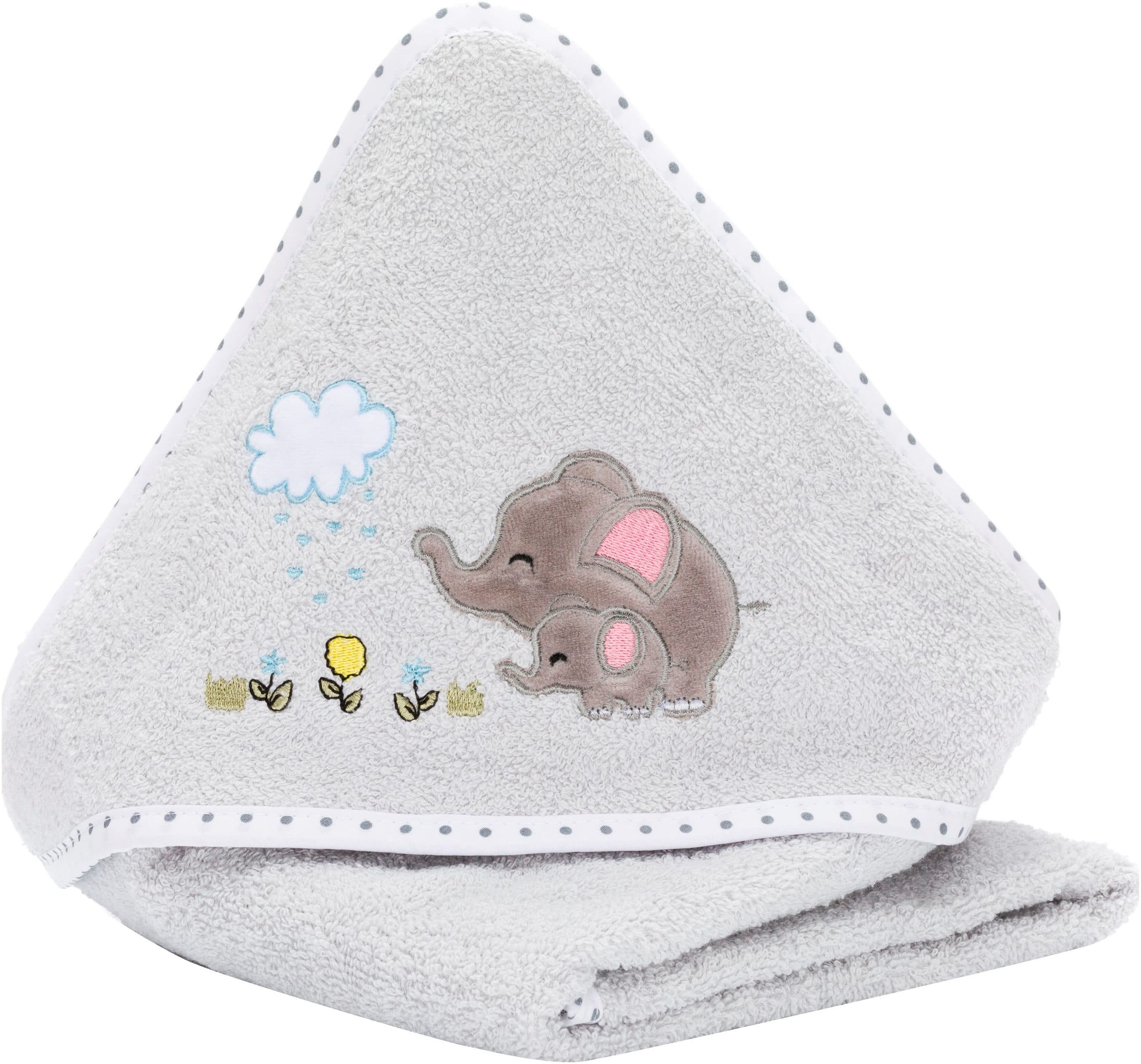 Fillikid Kapuzenhandtuch mit Tiermotiv | Grau