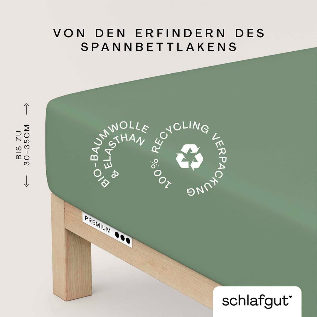 Schlafgut Spannbettlaken PREMIUM Mako-Zwirn-Jersey | Grün