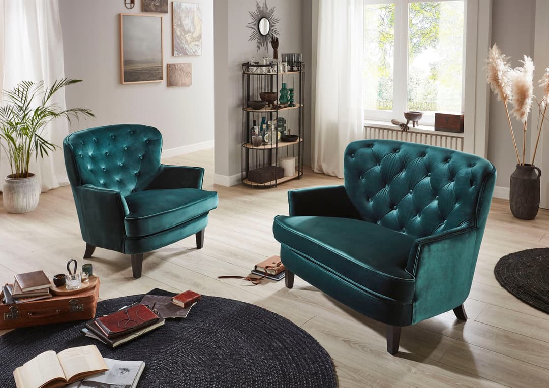 ATLANTIC home collection Leo 1,5-Sitzer Sessel | Grün