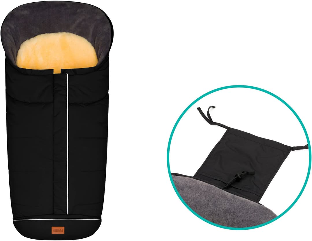 Fillikid Fußsack Nanga Lammfell | Schwarz