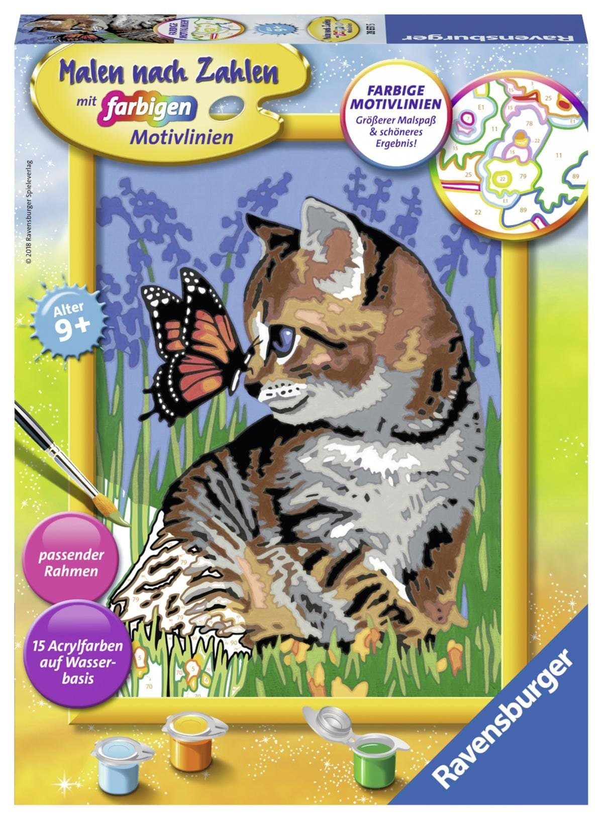 Ravensburger Malen nach Zahlen Katze mit Schmetterling | Mehrfarbig
