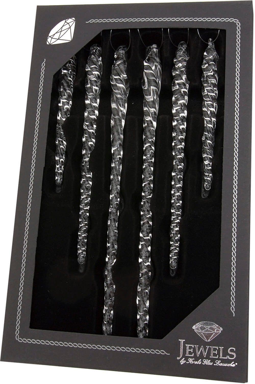Krebs Glas Lauscha Christbaumschmuck Eiszapfen Set | Transparent