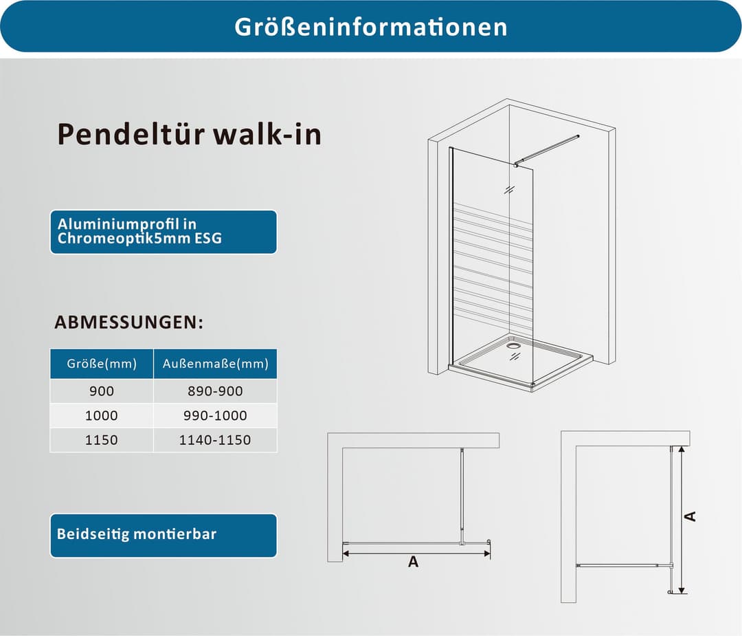 welltime Walk-in-Dusche | Transparent