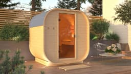 KONIFERA Fasssauna Cube | Holztöne