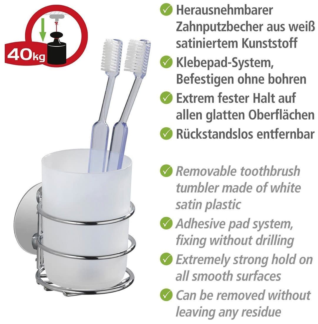 WENKO Zahnputzbecher Turbo-Loc® | Weiß