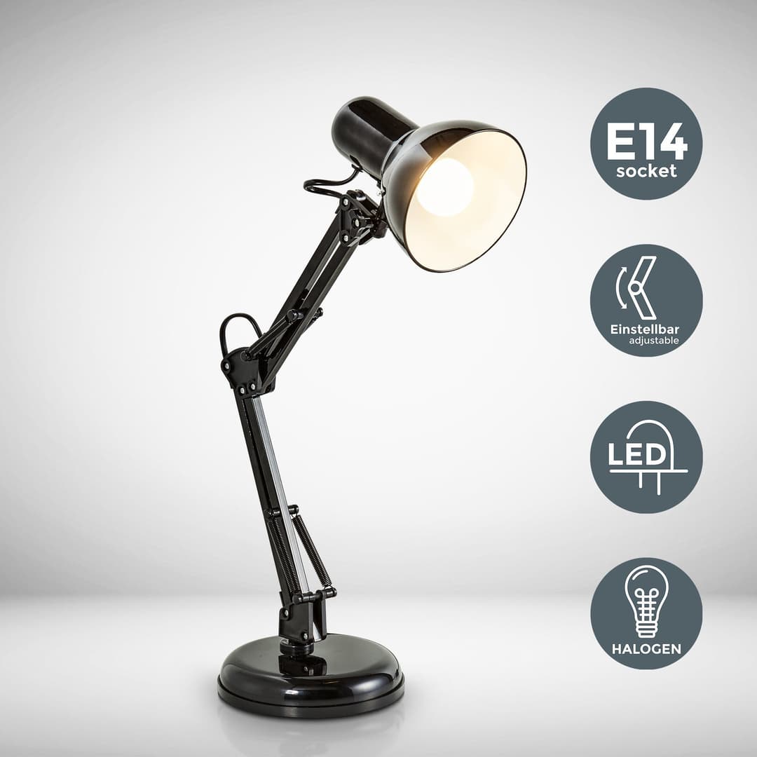 B.K.Licht Schreibtischlampe Draco | Schwarz
