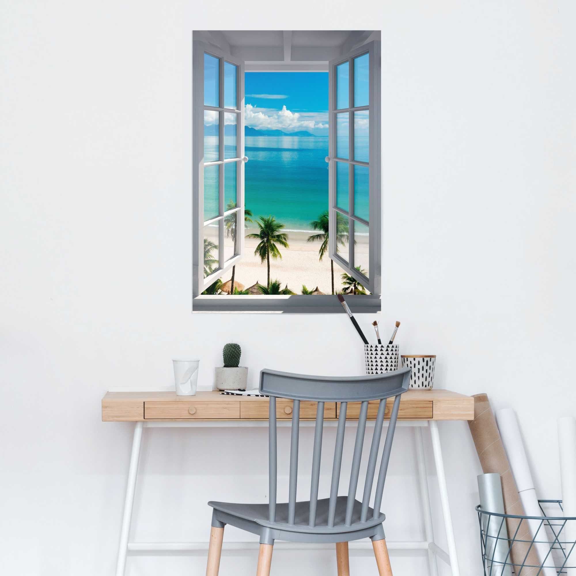 Reinders! Poster Fenster zum Strand | Blau