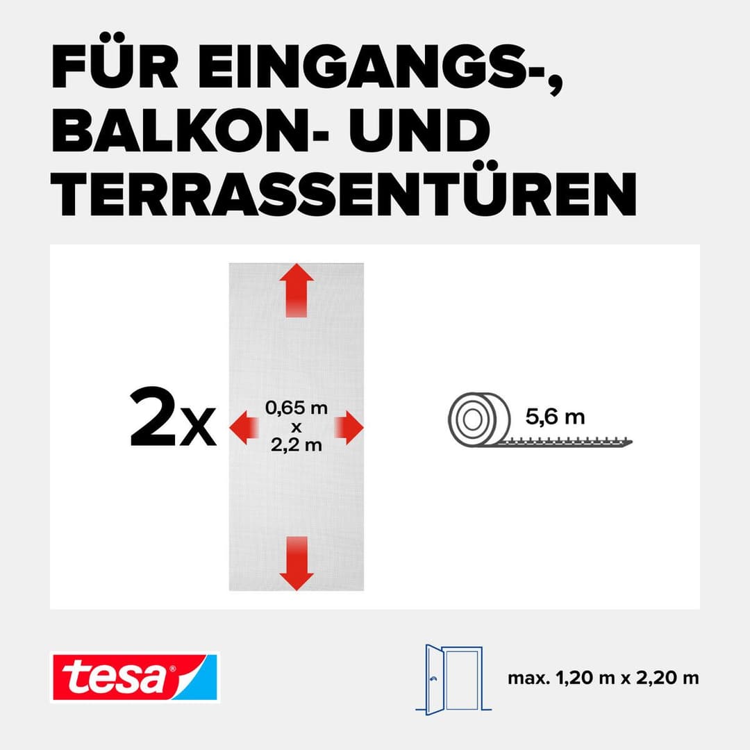 tesa Insect Stop STANDARD Fliegengitter für Türen | Weiß