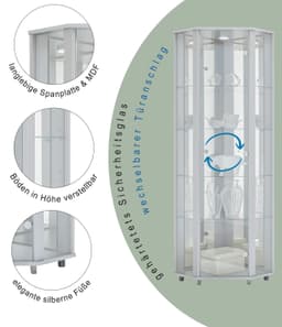 fif möbel Eckvitrine TRIO | Weiß