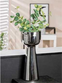 GILDE Bodenvase Gesichtsvase Pokal "Viso" | Silber