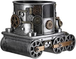 GILDE Übertopf Lokomotive Steampunk Engine planter | Silber