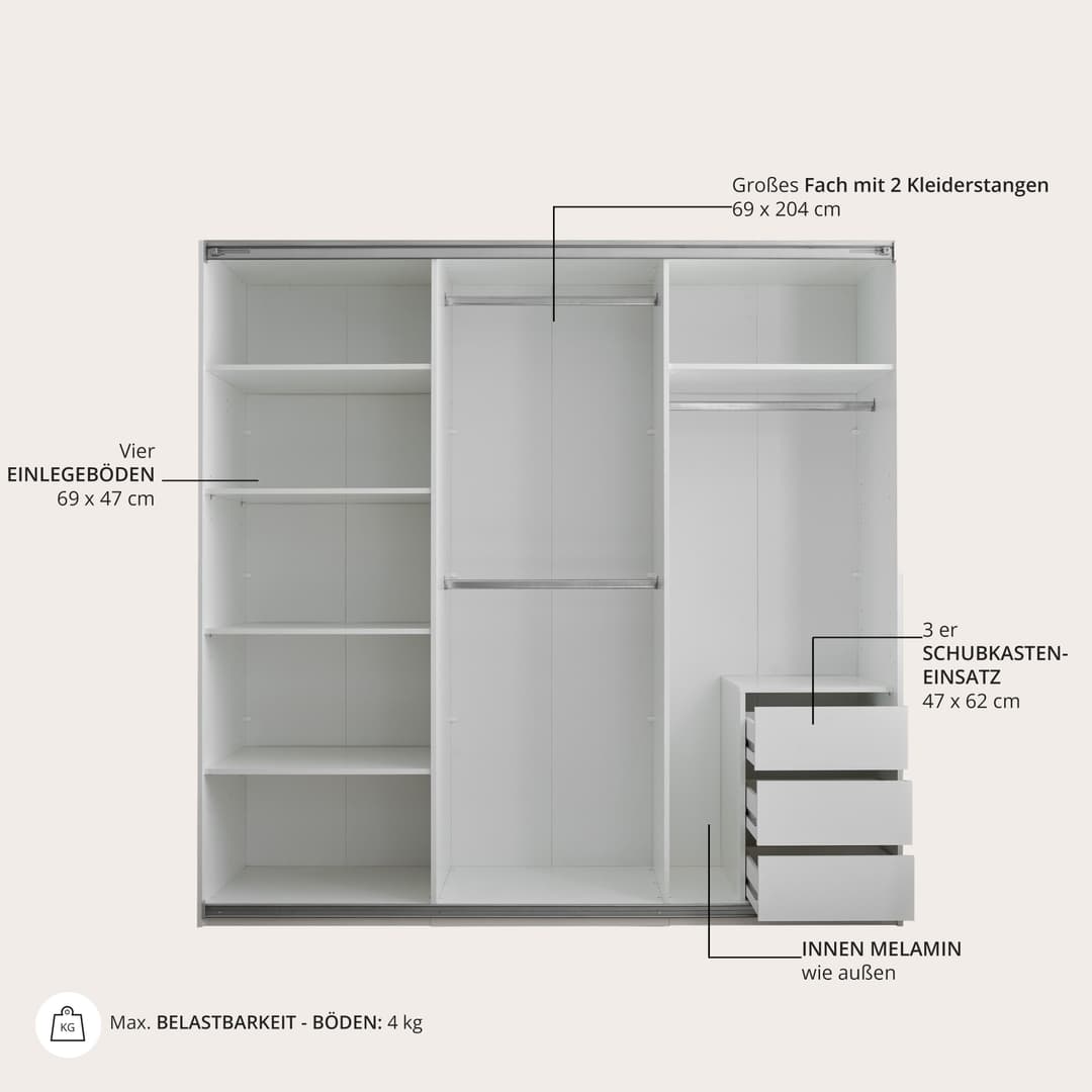 Schlafkontor Carano Kleiderschrank | Weiß
