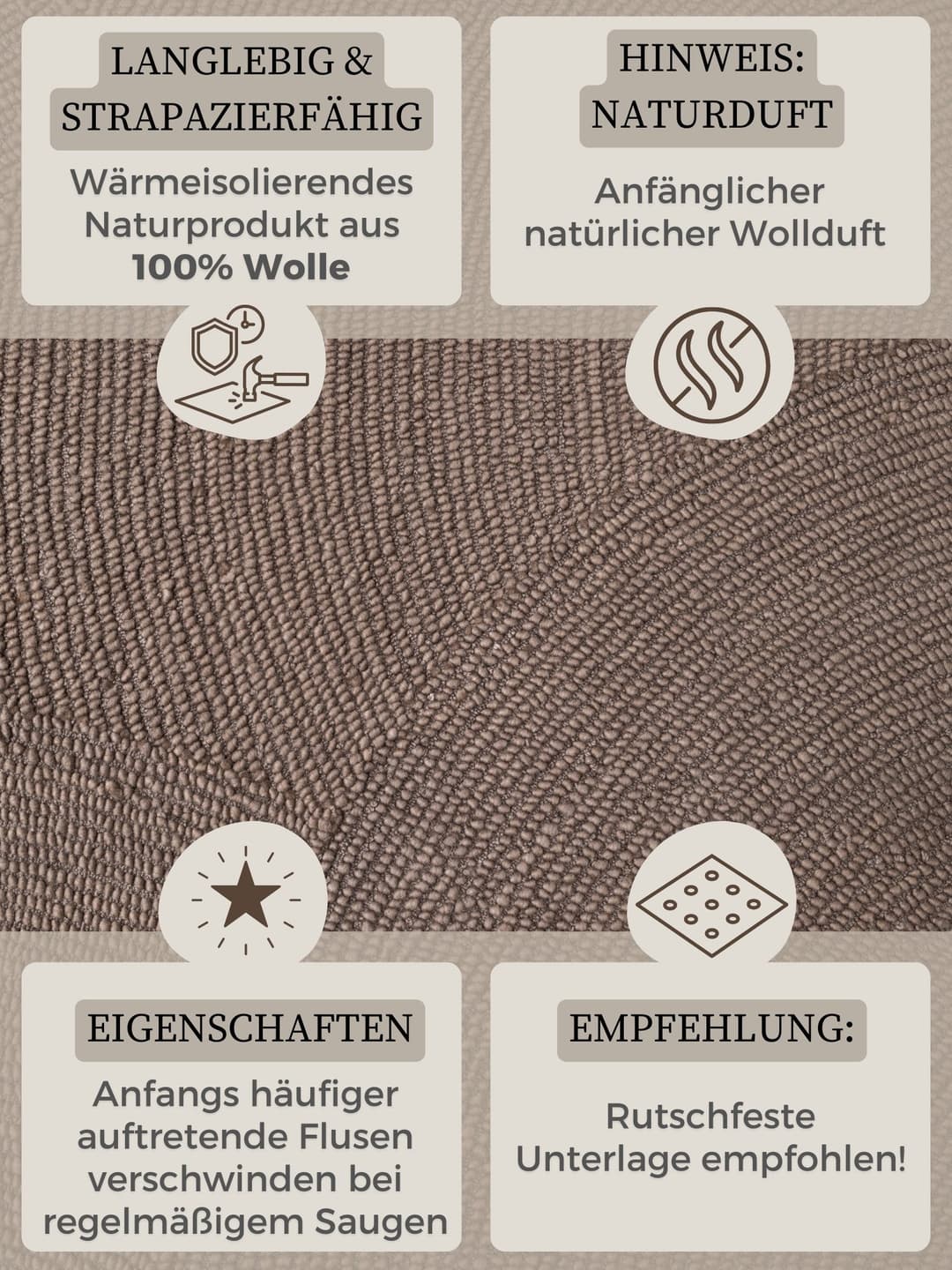 HANSE Home Wollteppich Calmio | Beige
