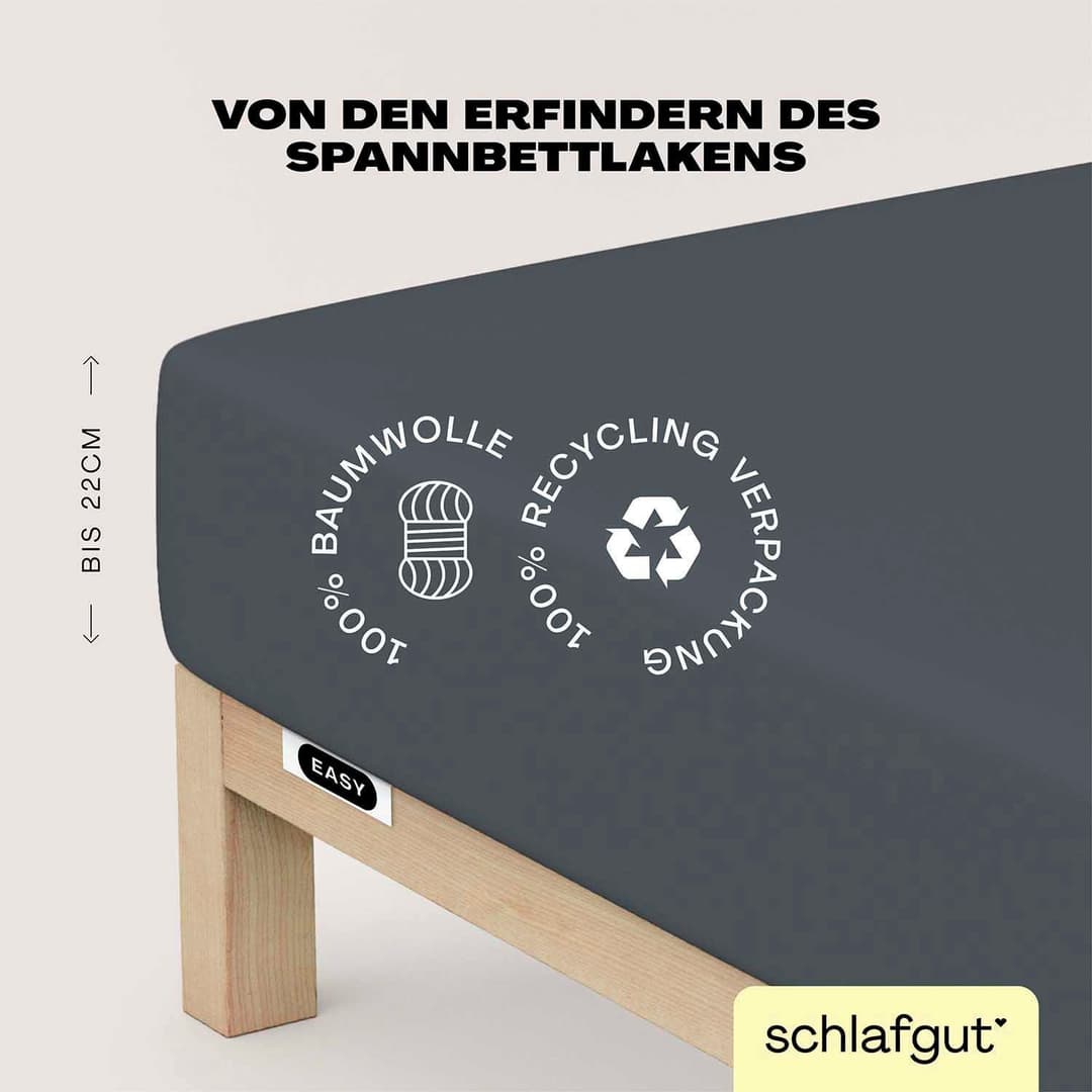 Schlafgut Spannbettlaken EASY JERSEY | Grau