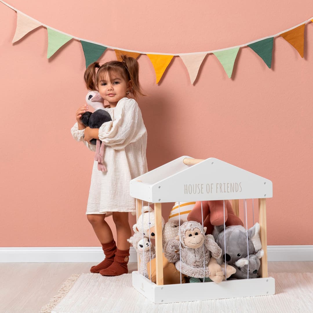MUSTERKIND® Aufbewahrungsbox Plüschtier-Box House of Friends | Weiß