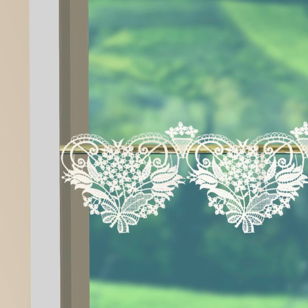 W. Reuter & Sohn - Plauener Spitze® Scheibengardine Blüten | Beige