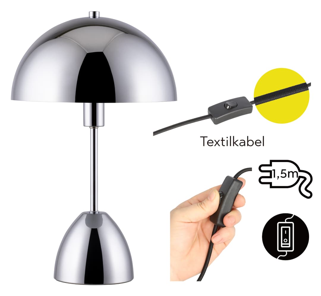 OTTO home Tischleuchte Dorrio Pilzlampe | Silber