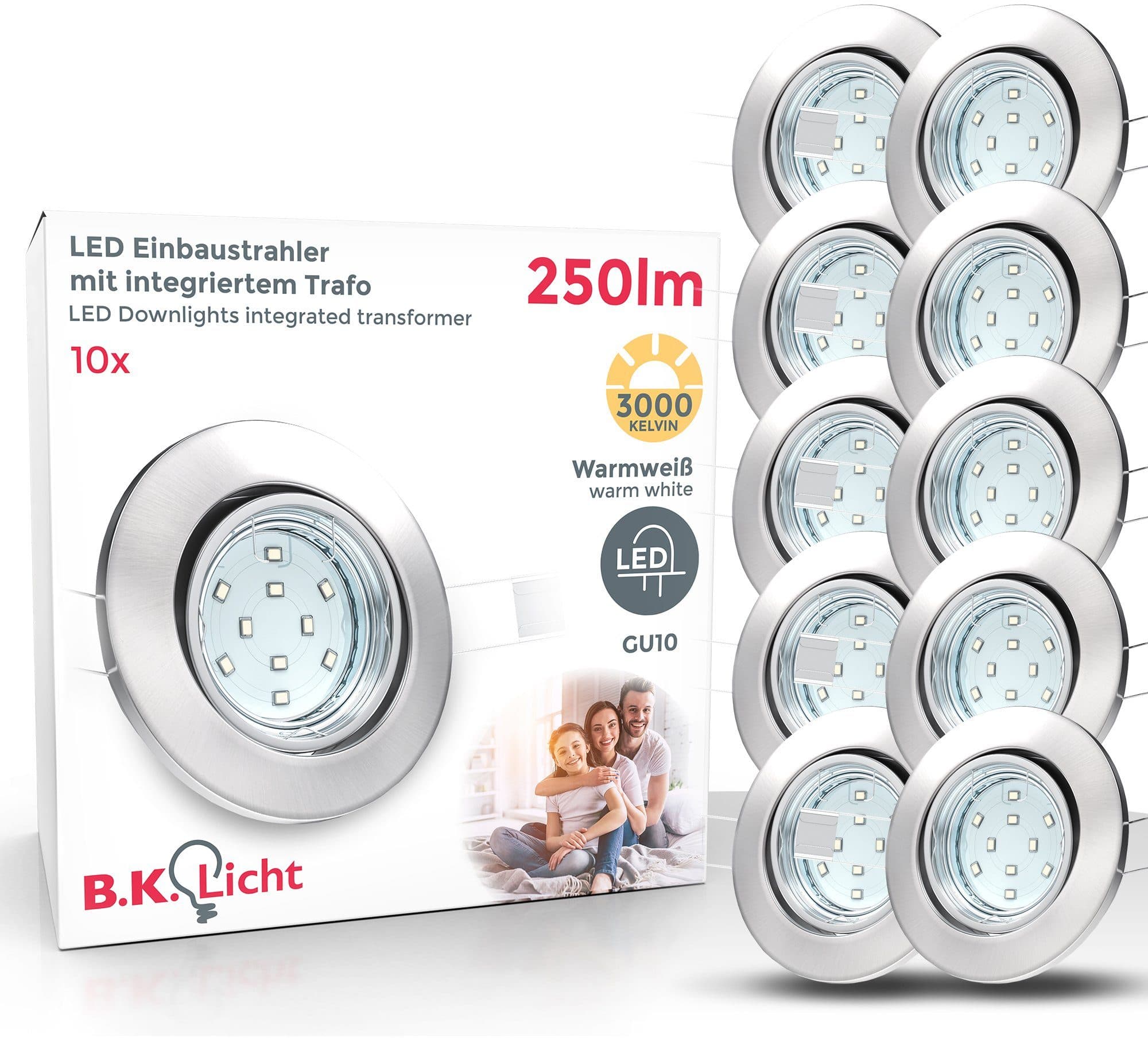B.K.Licht LED Einbaustrahler | Silber