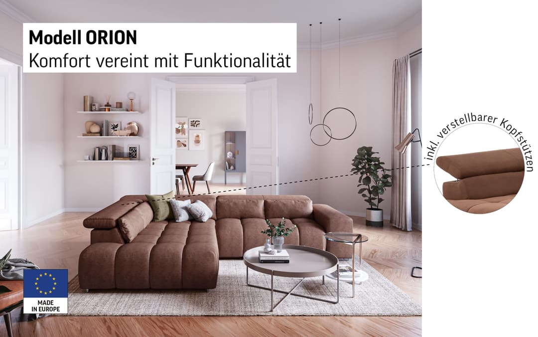 COTTA Ecksofa Orion L-Form | Beige
