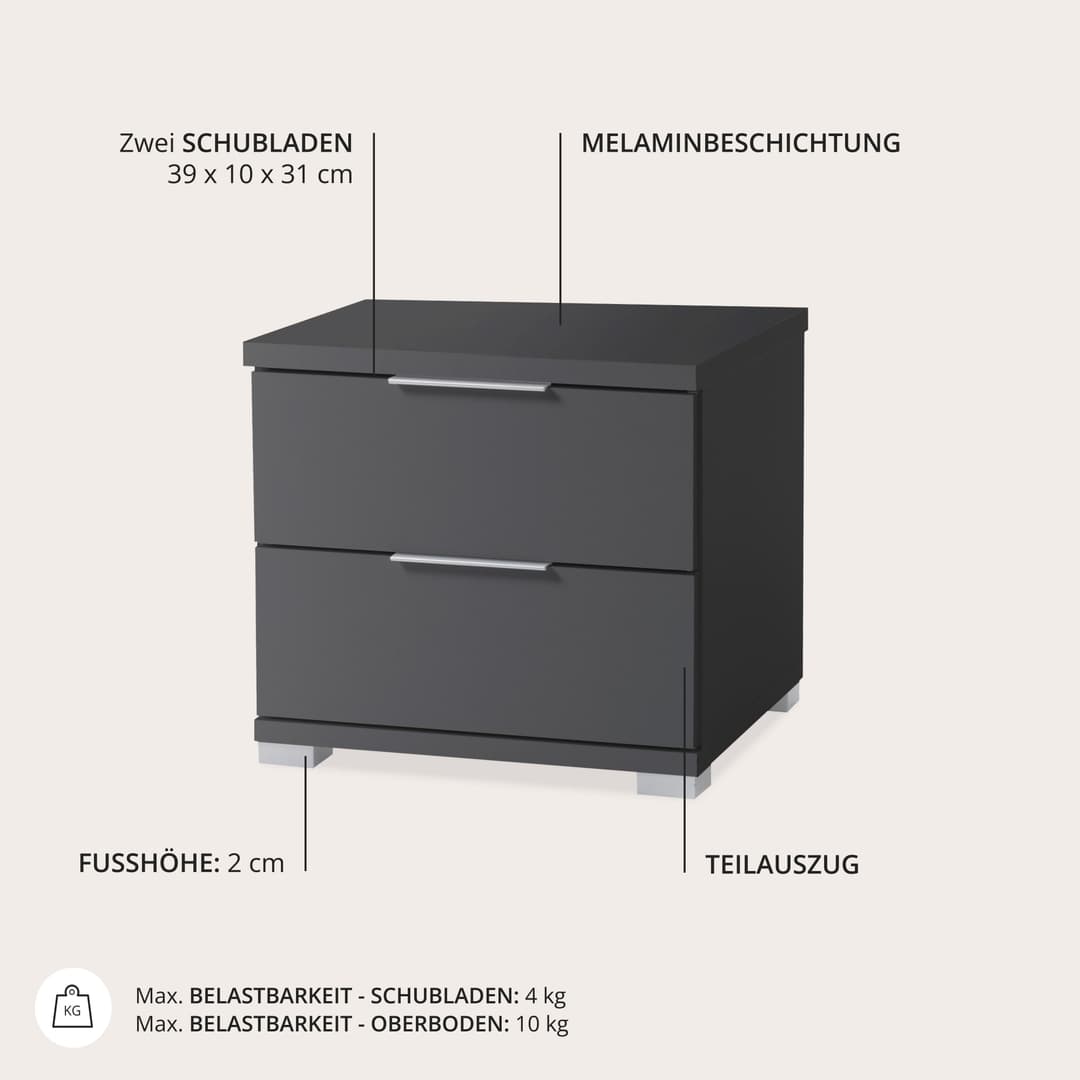 Schlafkontor Nachtkommode Smilla | Grau