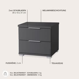 Schlafkontor Nachtkommode Smilla | Grau