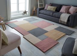 FLAIR RUGS Wollteppich Abstract Collage | Mehrfarbig