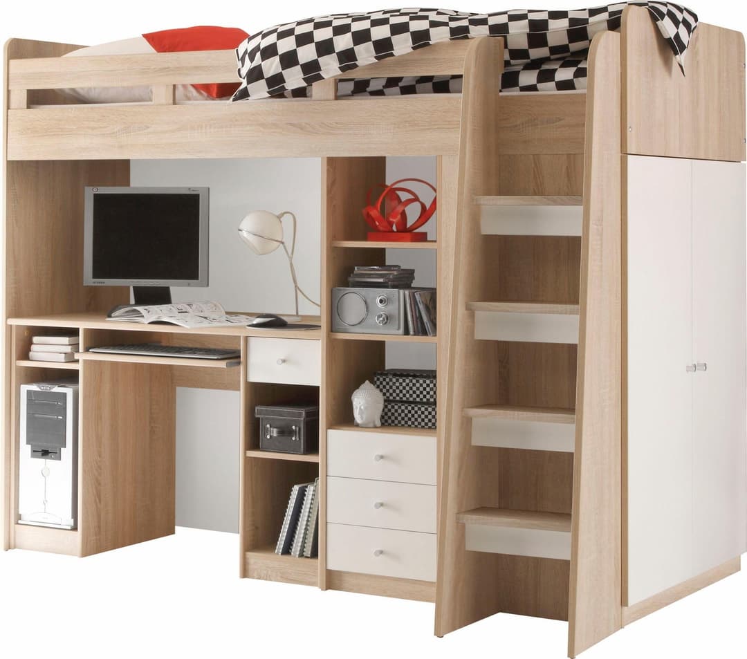 Begabino Hochbett Unit | Holztöne