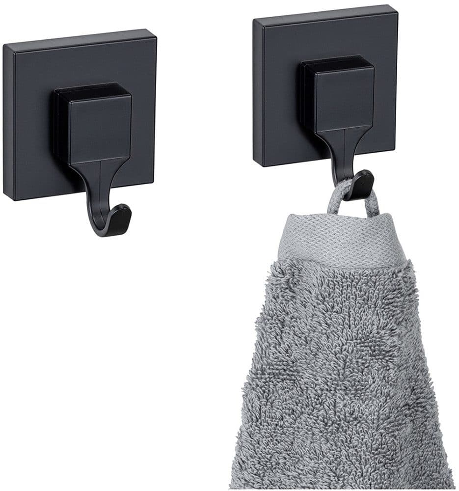 WENKO Wandhaken Vacuum-Loc® Modell Quadro | Schwarz