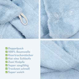 HAMMETEX Turban-Handtuch 2er Set | Blau