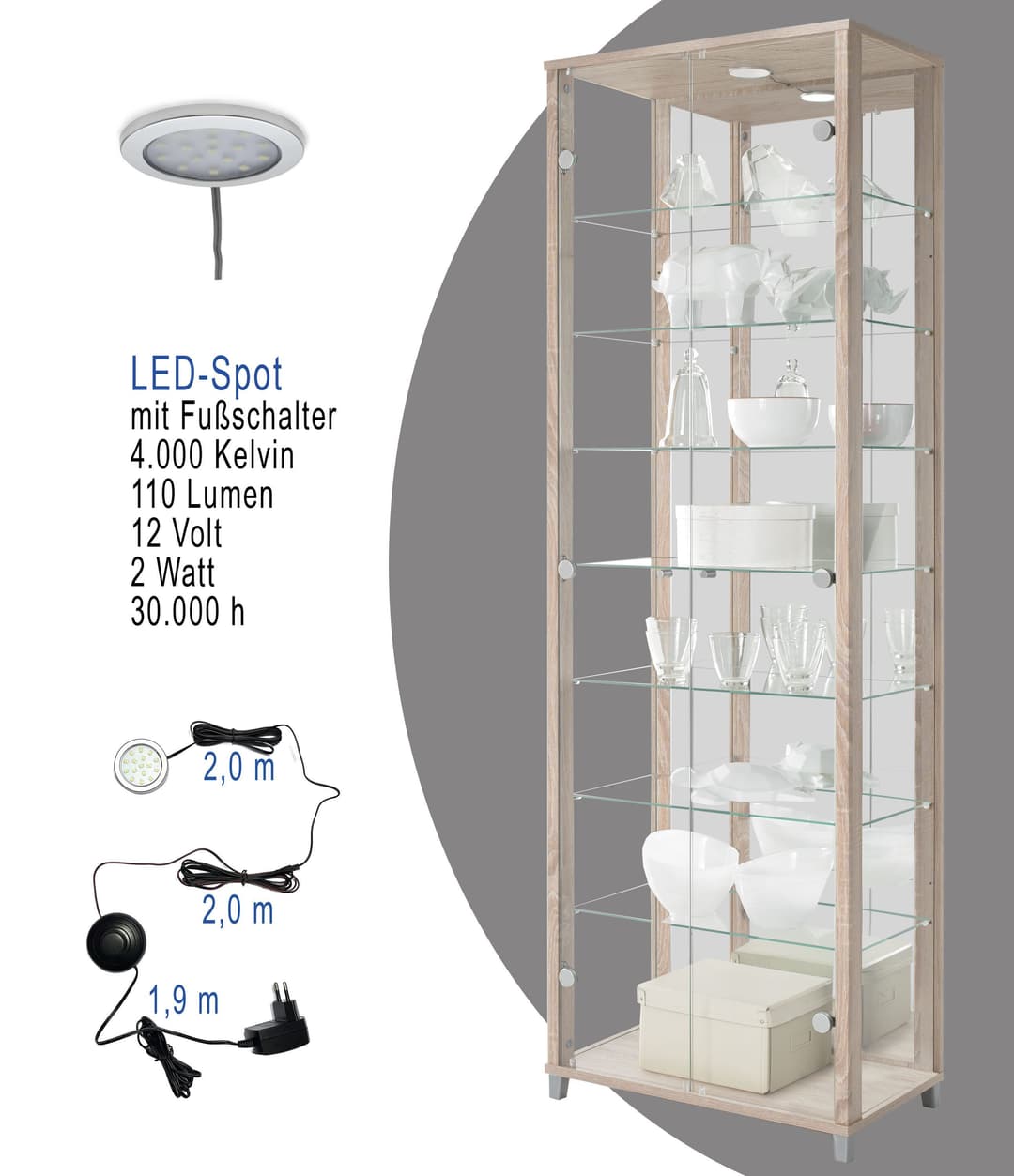 fif möbel Vitrine OPTIMA | Holztöne