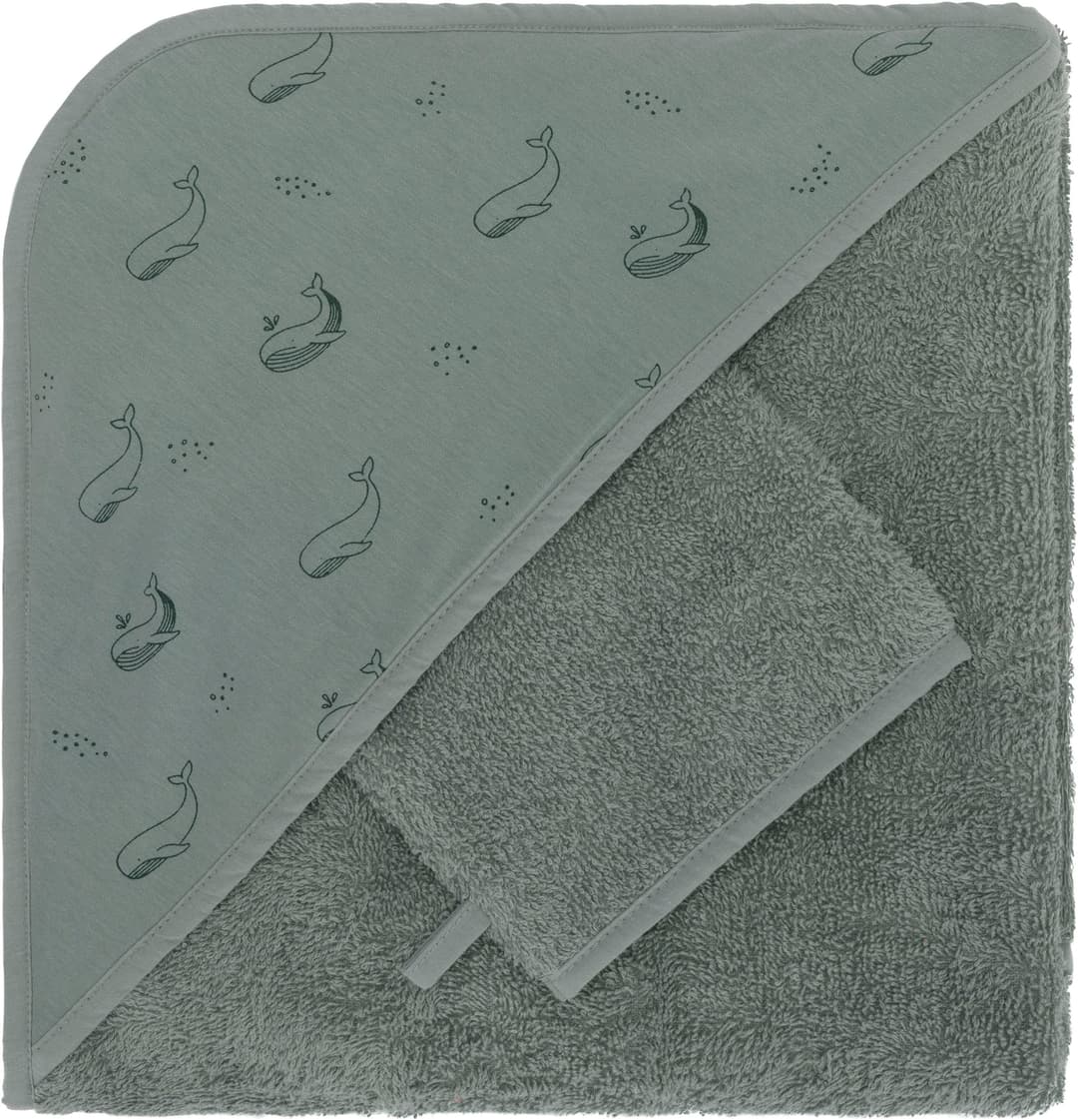 Fillikid Kapuzenhandtuch mit Waschhandschuh | Blau
