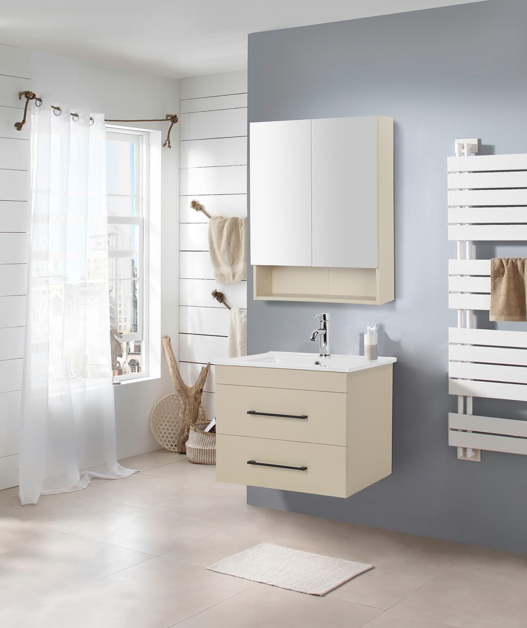 welltime Waschtisch Florenz Badschrank Badmöbel inkl. Waschbecken