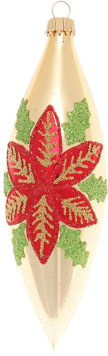 Krebs Glas Lauscha Weihnachtsstern & Beeren | Gold
