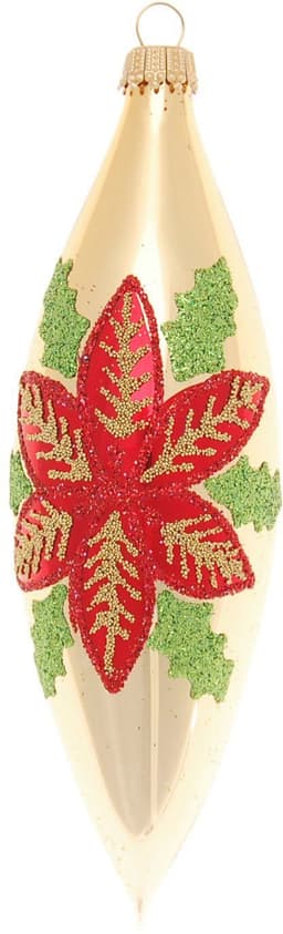 Krebs Glas Lauscha Weihnachtsstern & Beeren | Gold