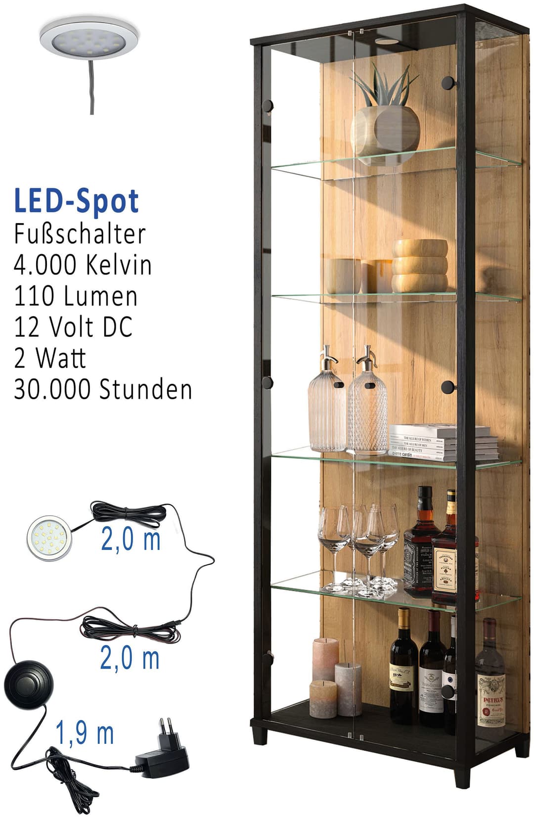 fif möbel Vitrine OPTIMA | Braun