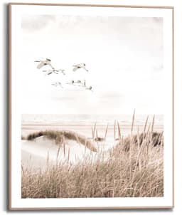 Reinders! Poster Kraniche, im Holzrahmen | Beige