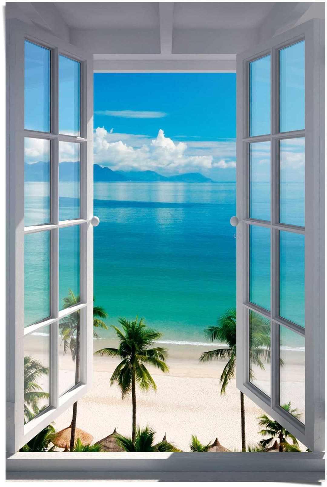 Reinders! Poster Fenster zum Strand | Blau