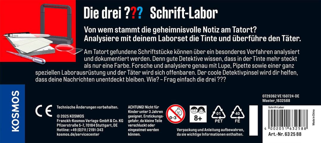 Kosmos Experimentierkasten Die drei ??? Schrift-Labor | Mehrfarbig