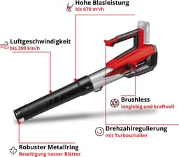 Einhell Akku-Laubbläser GP-LB 18/200 Li GK-Solo | Rot