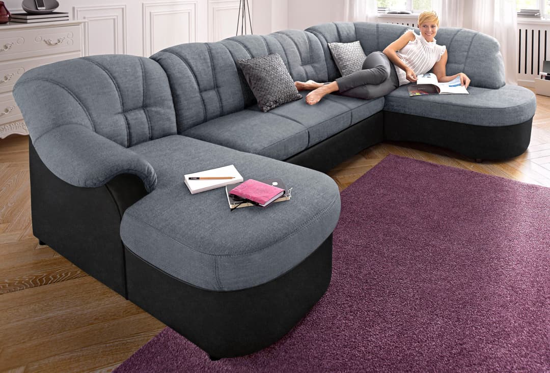 DOMO collection Wohnlandschaft Flores | Schwarz