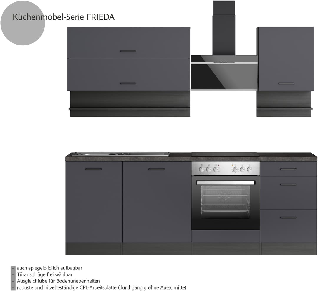 KOCHSTATION Küchenzeile KS-Frieda | Schwarz