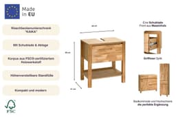 Home affaire Waschbeckenunterschrank Kaika Breite 60 cm | Holztöne